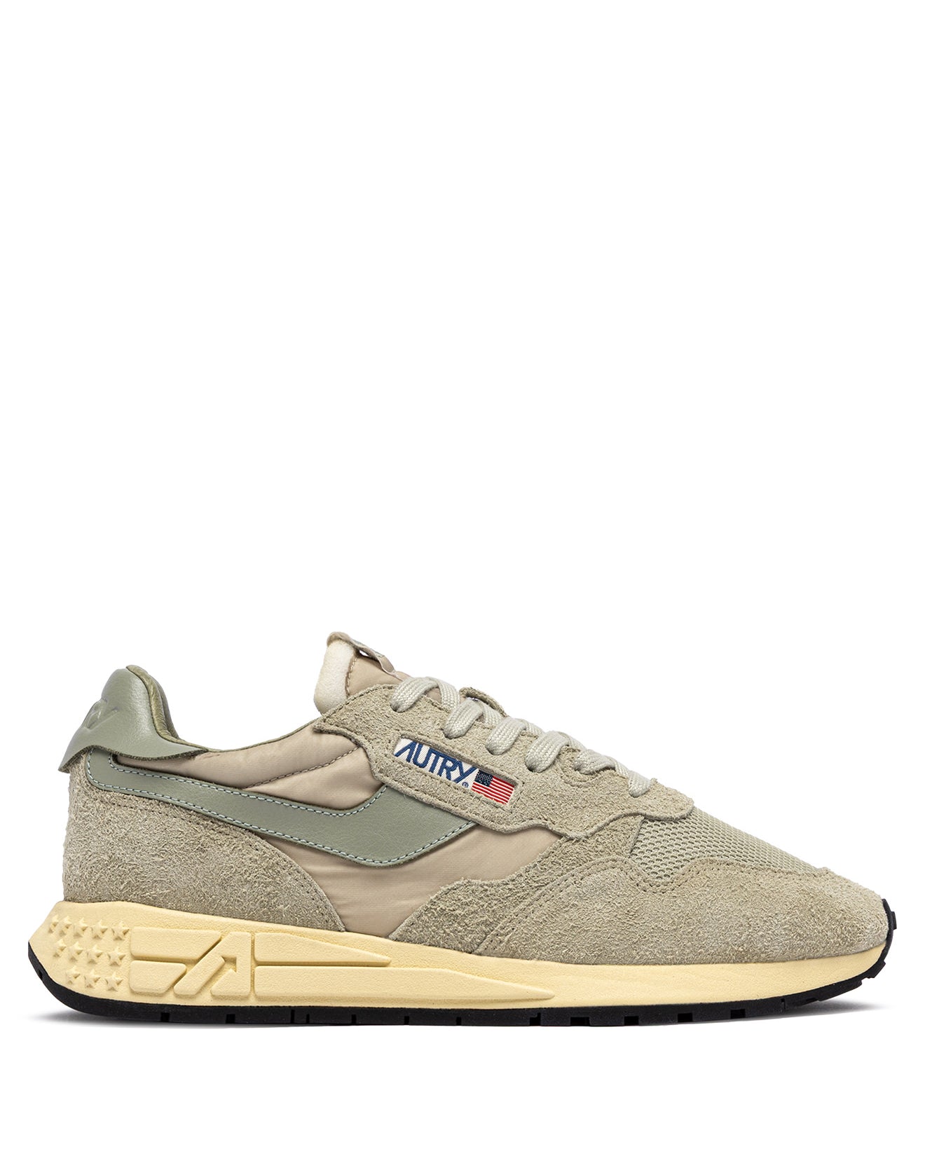 SNEAKERS REELWIND AUS NYLON UND WILDLEDER IN SPONGE UND SEA GRASS