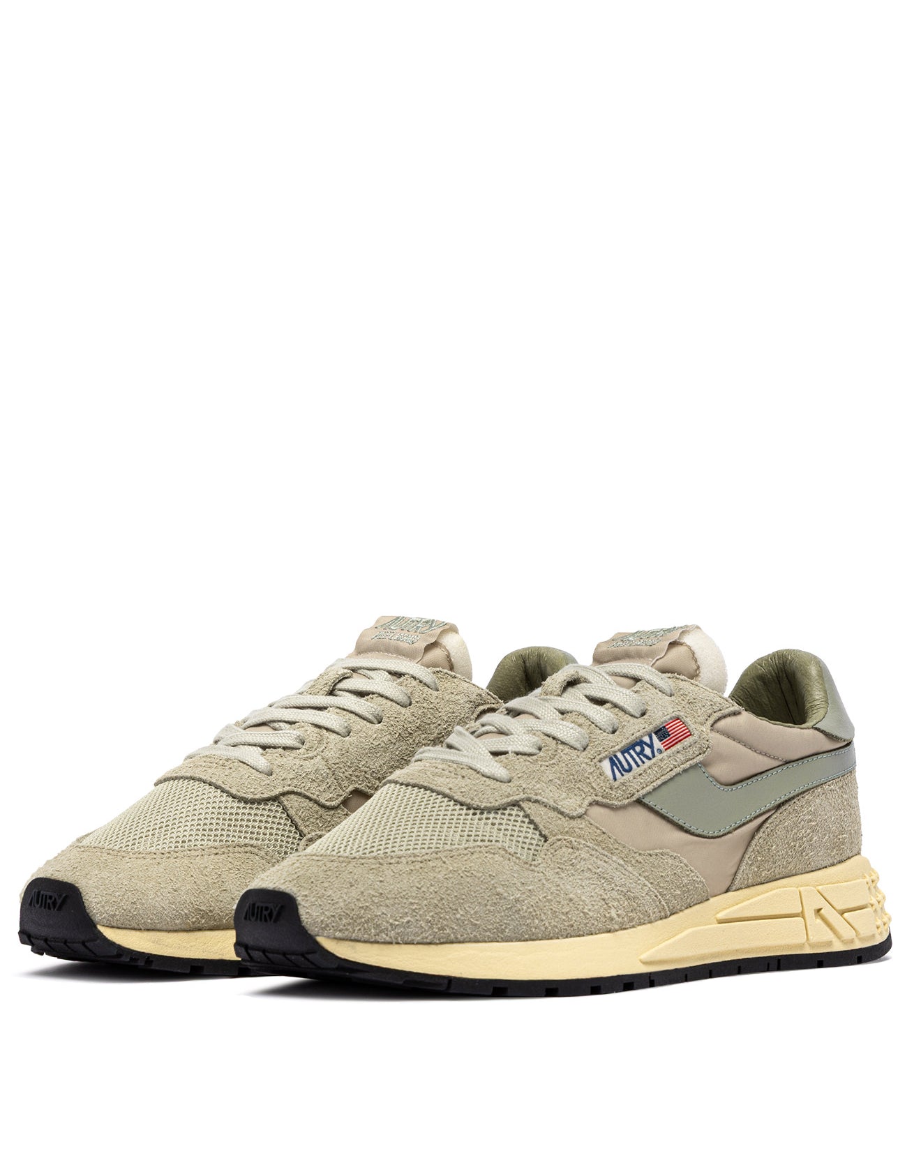 SNEAKERS REELWIND AUS NYLON UND WILDLEDER IN SPONGE UND SEA GRASS