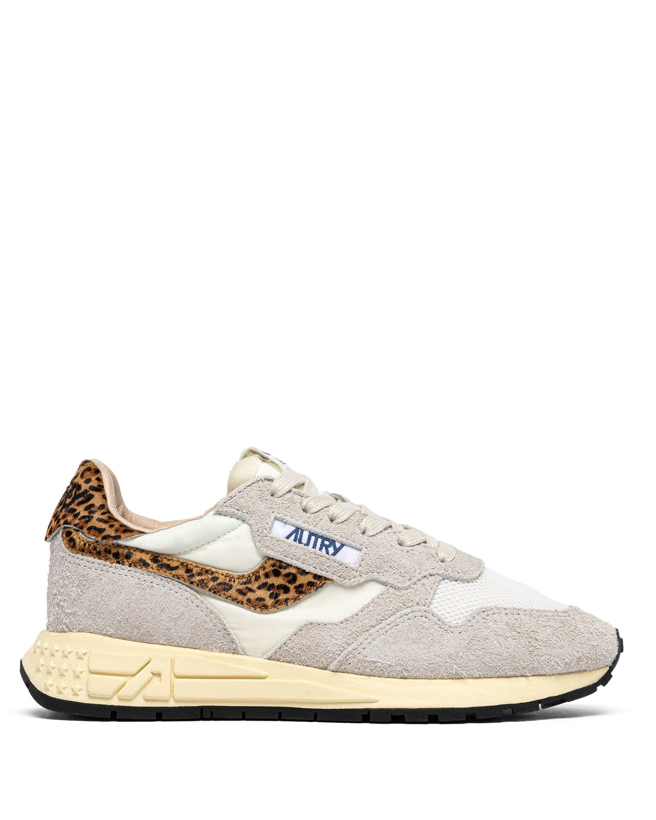 SNEAKERS REELWIND AUS NYLON UND WILDLEDER IN WEISS UND LEOPARD
