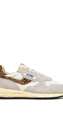 SNEAKERS REELWIND AUS NYLON UND WILDLEDER IN WEISS UND LEOPARD