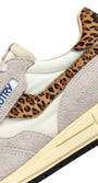 SNEAKERS REELWIND AUS NYLON UND WILDLEDER IN WEISS UND LEOPARD
