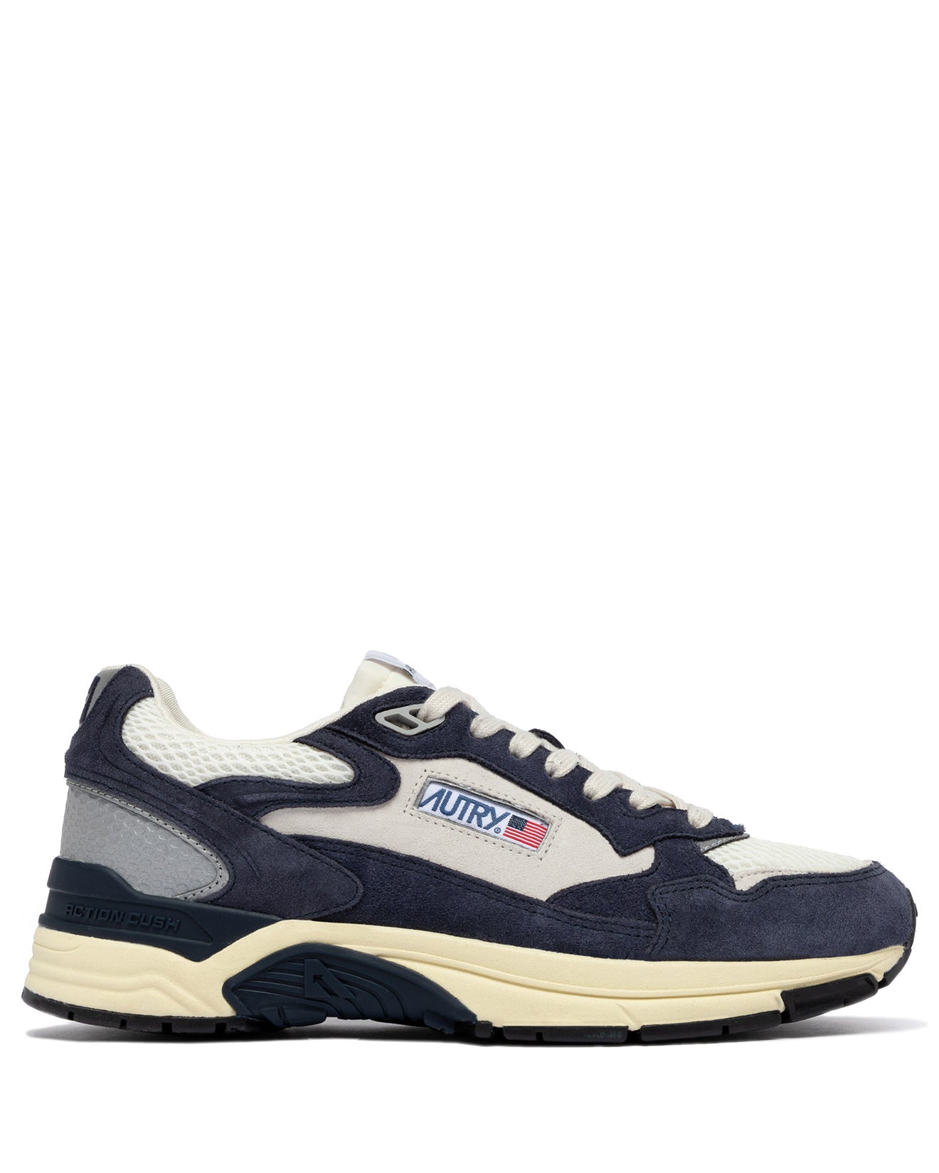 SNEAKERS HYPERWAY AUS MESH UND WILDLEDER IN SPACE BLUE UND SILBER