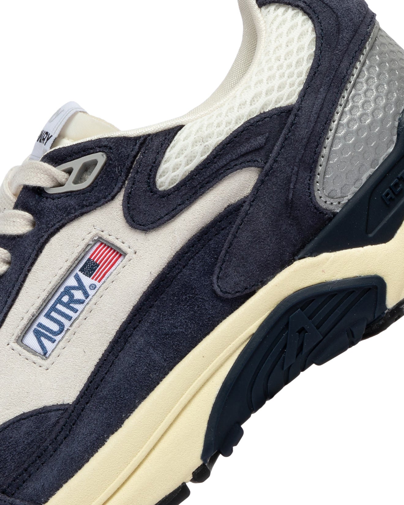 SNEAKERS HYPERWAY AUS MESH UND WILDLEDER IN SPACE BLUE UND SILBER