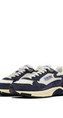 SNEAKERS HYPERWAY AUS MESH UND WILDLEDER IN SPACE BLUE UND SILBER