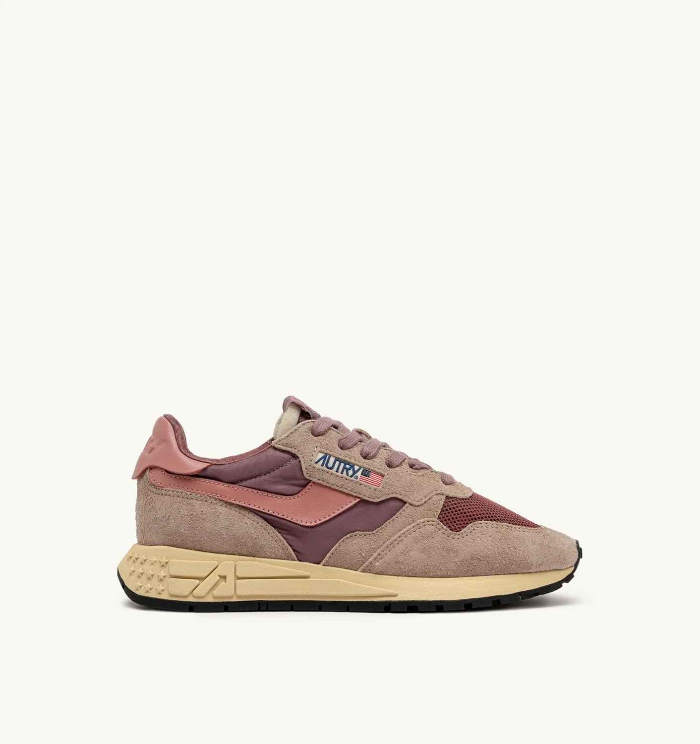 SNEAKERS REELWIND LOW AUS NYLON WILDLEDER UND LEDER IN ROUNGE UND CORDOVAN