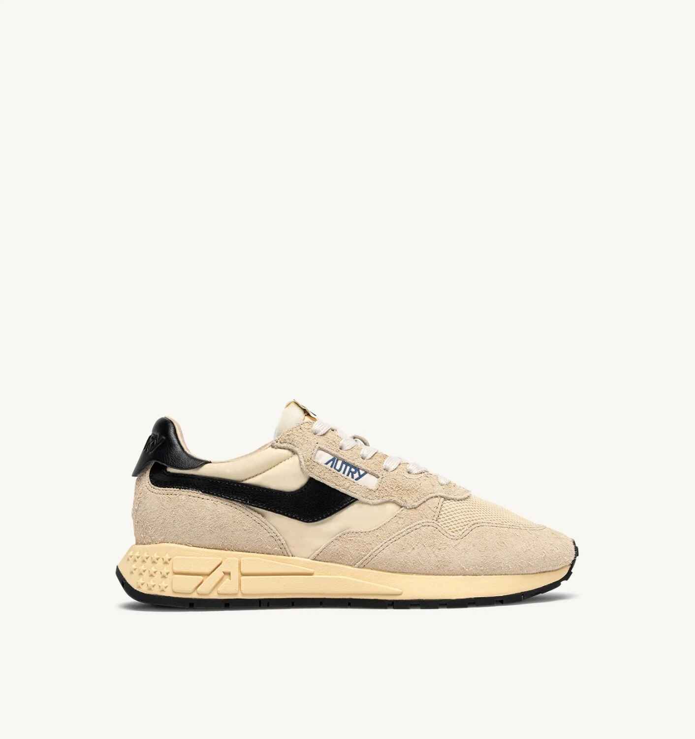 SNEAKERS REELWIND LOW AUS NYLON UND WILDLEDER IN ECRU UND SCHWARZ
