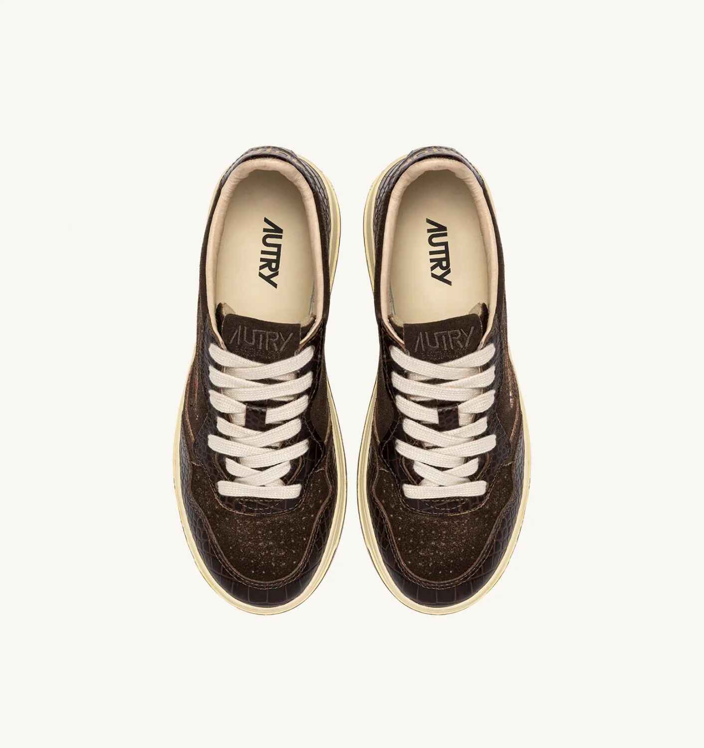 SNEAKERS MEDALIST LOW AUS WILDLEDER UND LEDER IN MUSTANG UND MARRONE