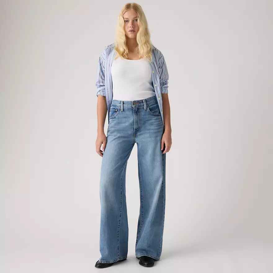 Lightweight Cinch Wide Leg Jeans