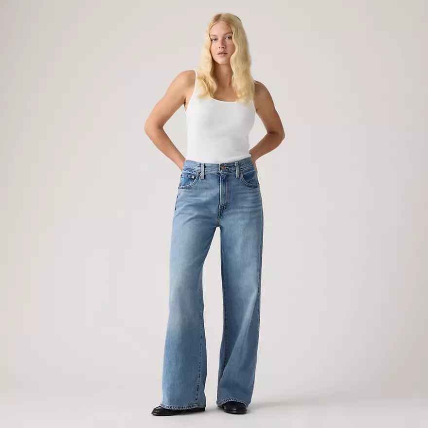 Lightweight Cinch Wide Leg Jeans