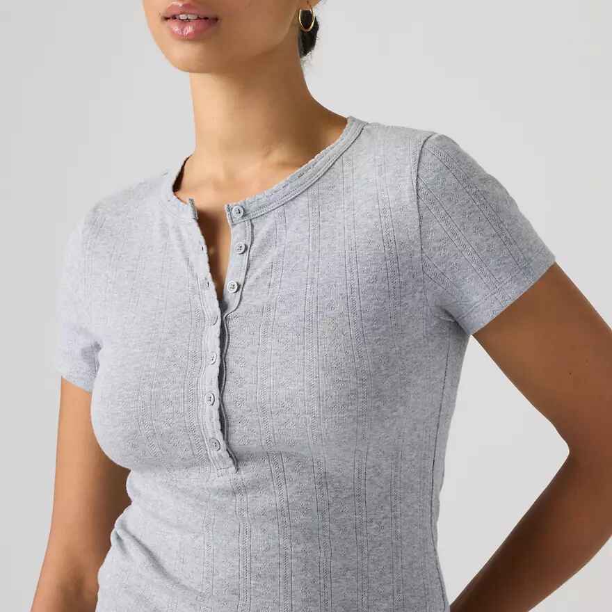 Dry Goods Pointelle Short-sleeve Henley