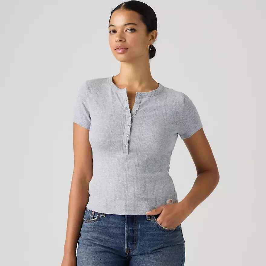 Dry Goods Pointelle Short-sleeve Henley