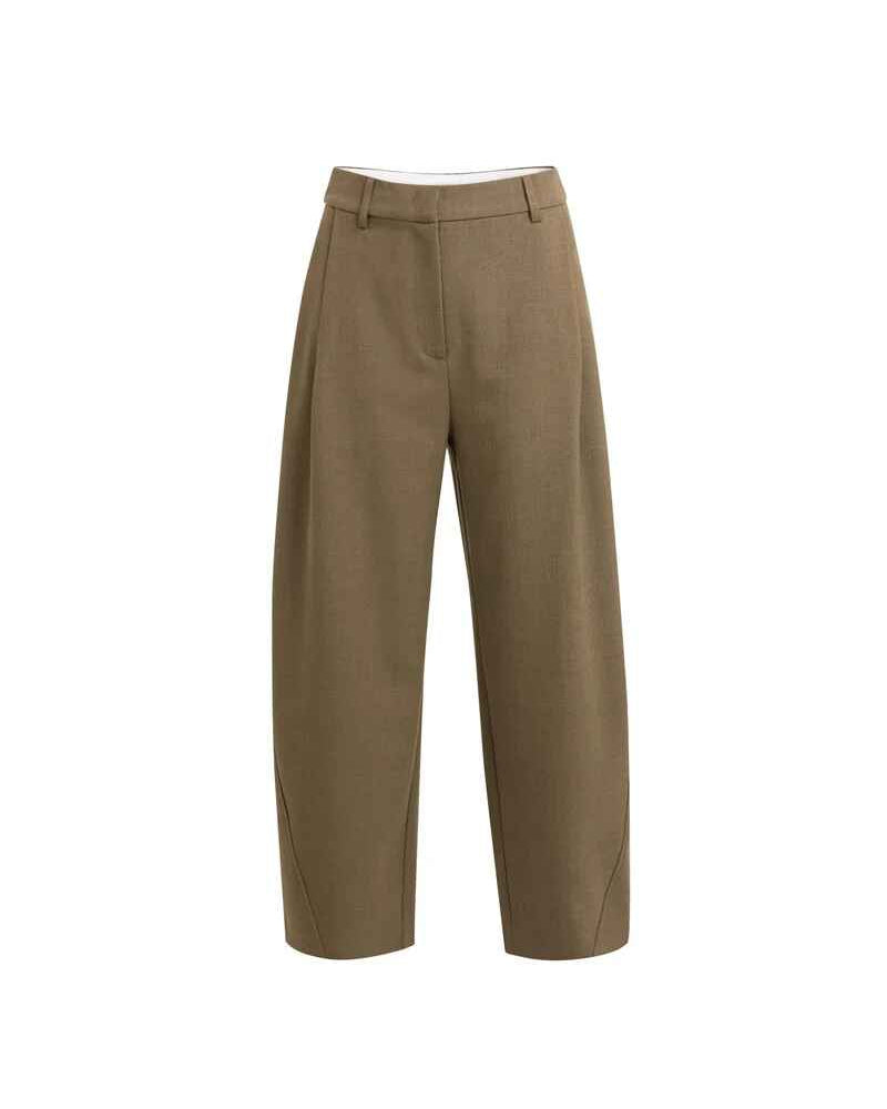 Gewebte Barrel-Leg-Hose mit Zierfalte
