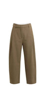 Gewebte Barrel-Leg-Hose mit Zierfalte