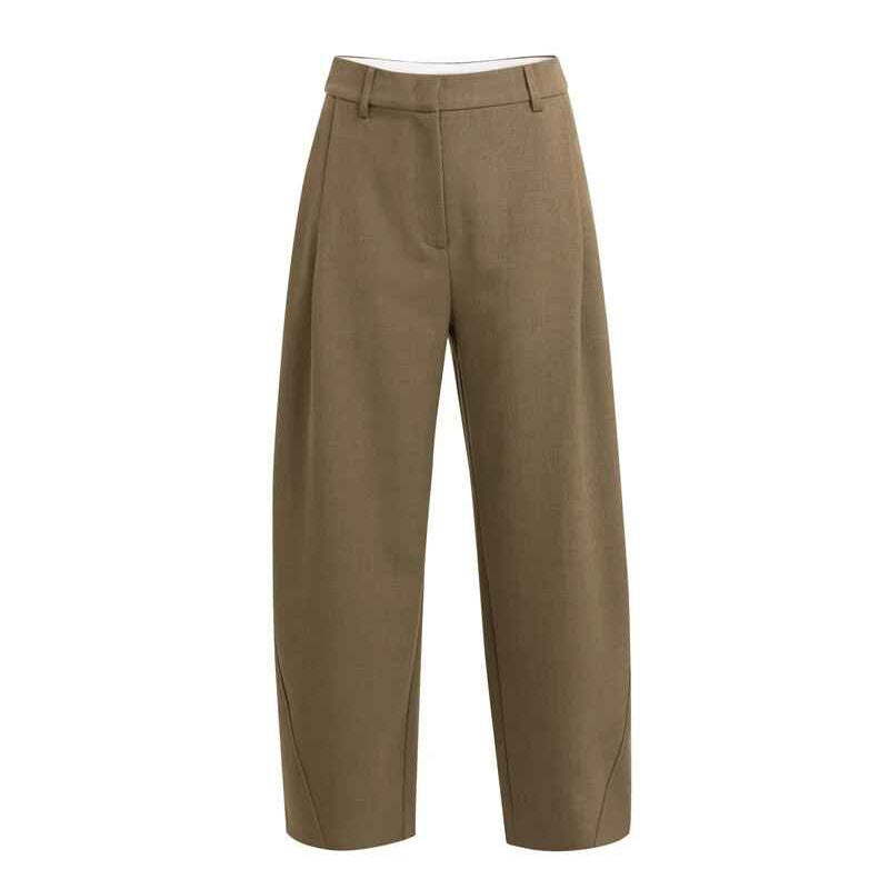 Gewebte Barrel-Leg-Hose mit Zierfalte