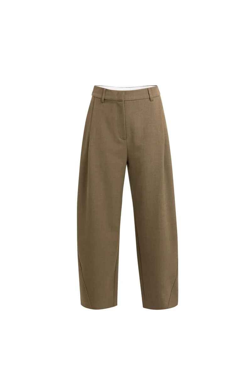 Gewebte Barrel-Leg-Hose mit Zierfalte