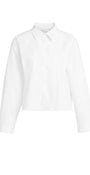 Langärmelige Popeline-Bluse mit verstellbarem Saum