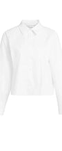 Langärmelige Popeline-Bluse mit verstellbarem Saum
