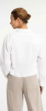 Langärmelige Popeline-Bluse mit verstellbarem Saum