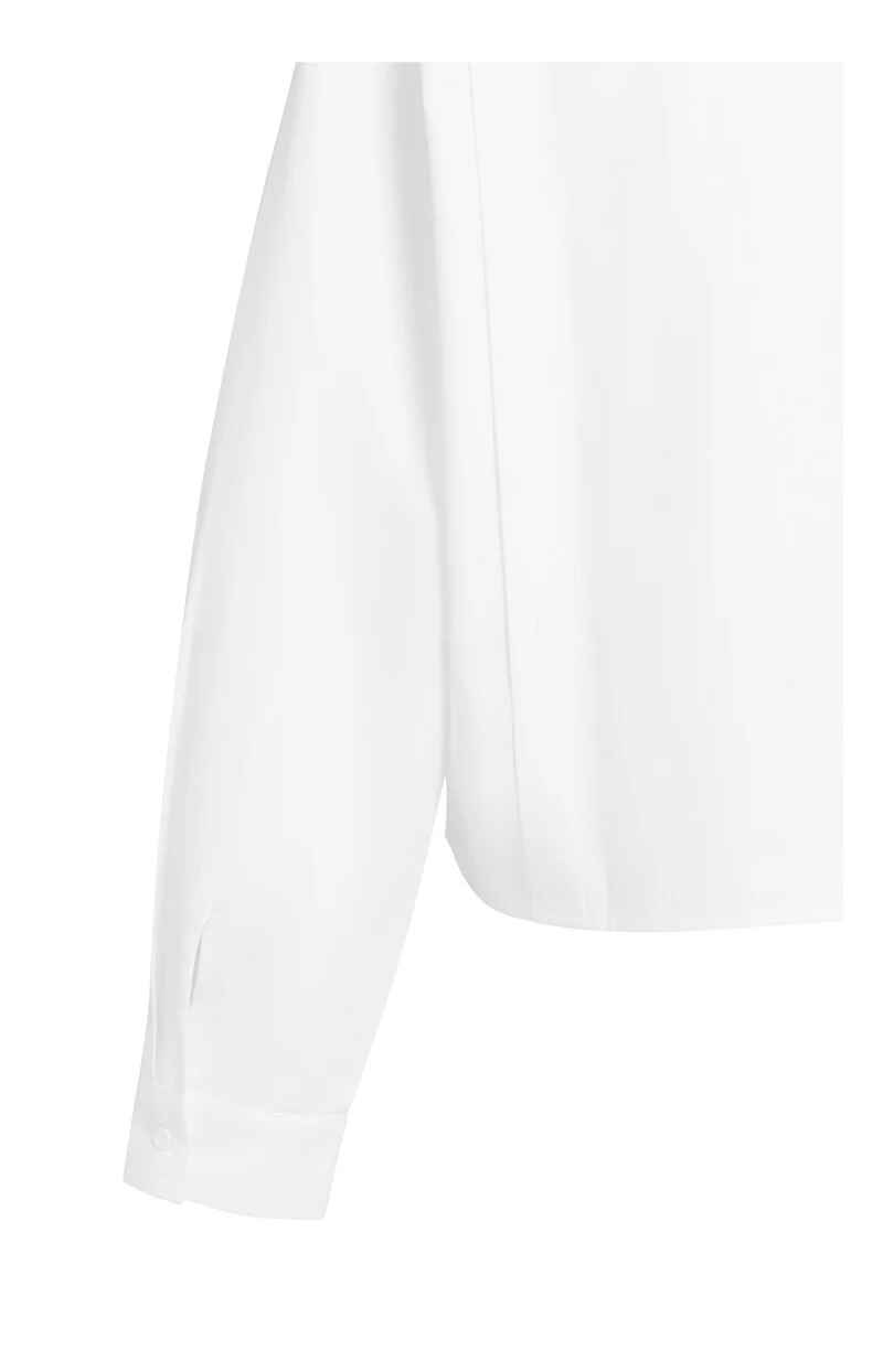 Langärmelige Popeline-Bluse mit verstellbarem Saum