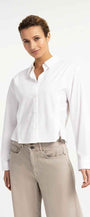 Langärmelige Popeline-Bluse mit verstellbarem Saum