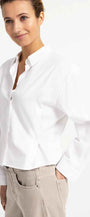 Langärmelige Popeline-Bluse mit verstellbarem Saum