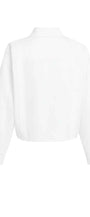 Langärmelige Popeline-Bluse mit verstellbarem Saum