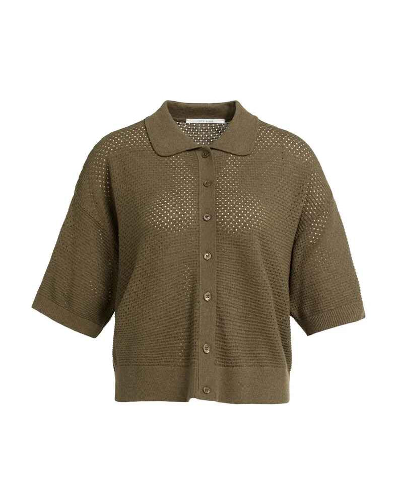 Locker gestrickter Kurzarm-Cardigan mit Kragen
