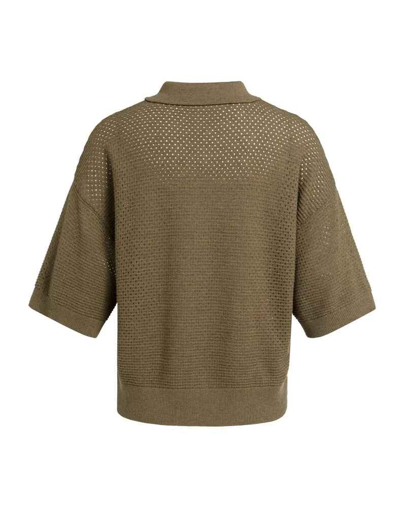 Locker gestrickter Kurzarm-Cardigan mit Kragen