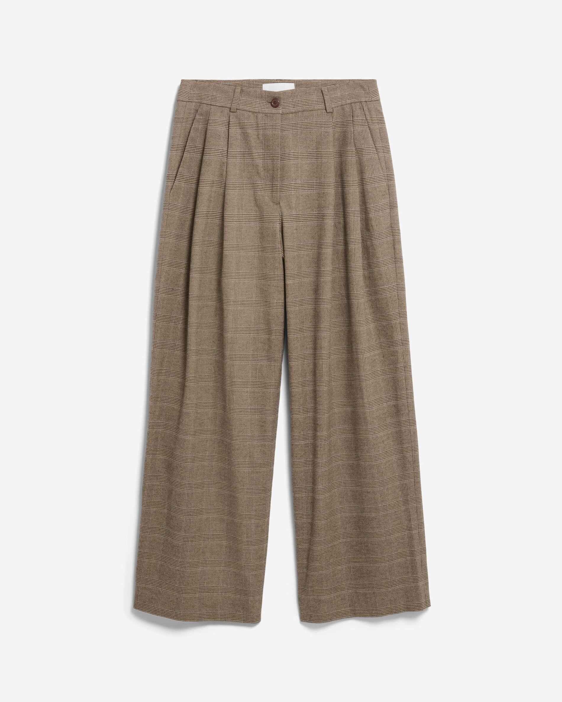 KARIERTE WIDE LEG BUNDFALTENHOSE