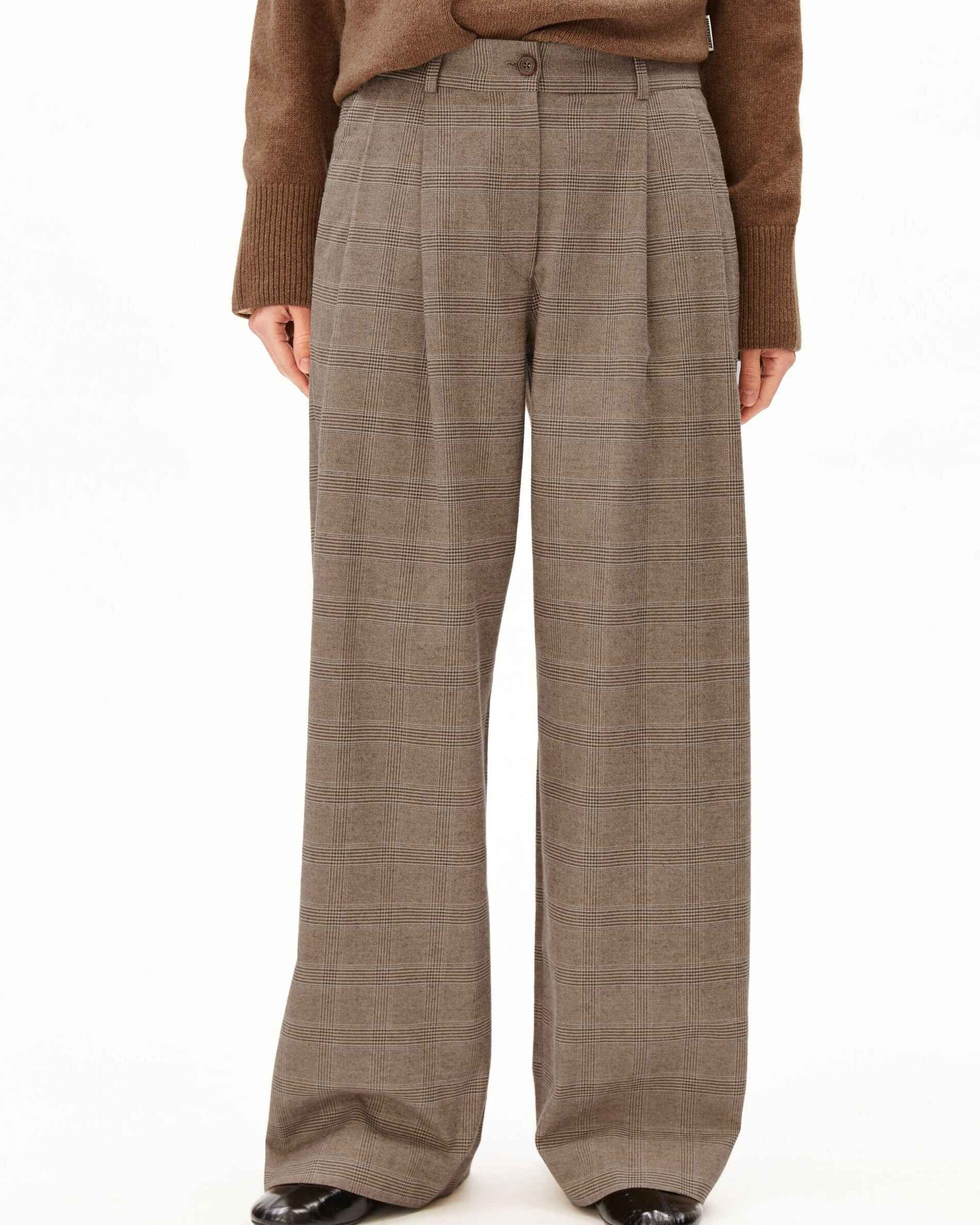KARIERTE WIDE LEG BUNDFALTENHOSE