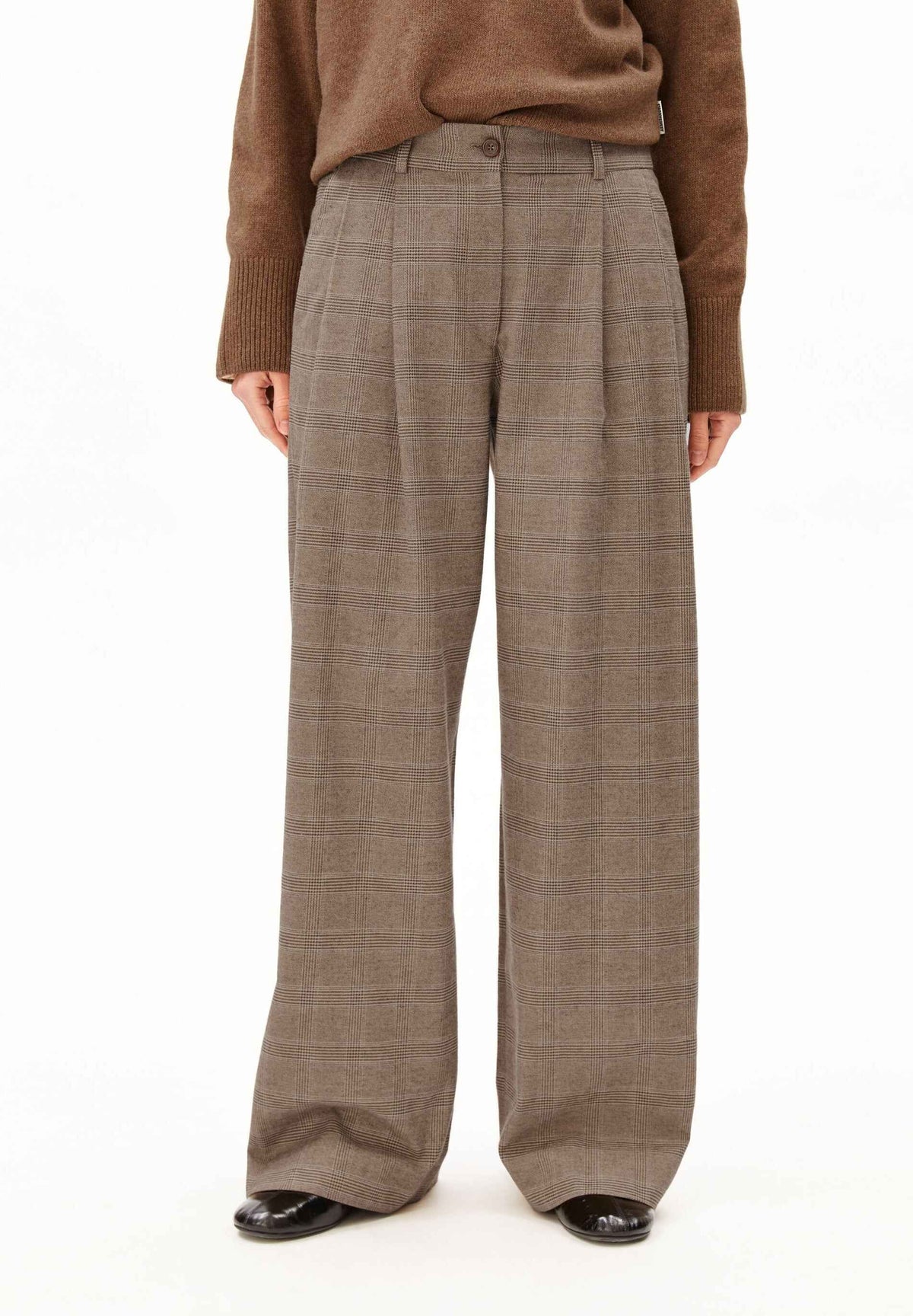 KARIERTE WIDE LEG BUNDFALTENHOSE