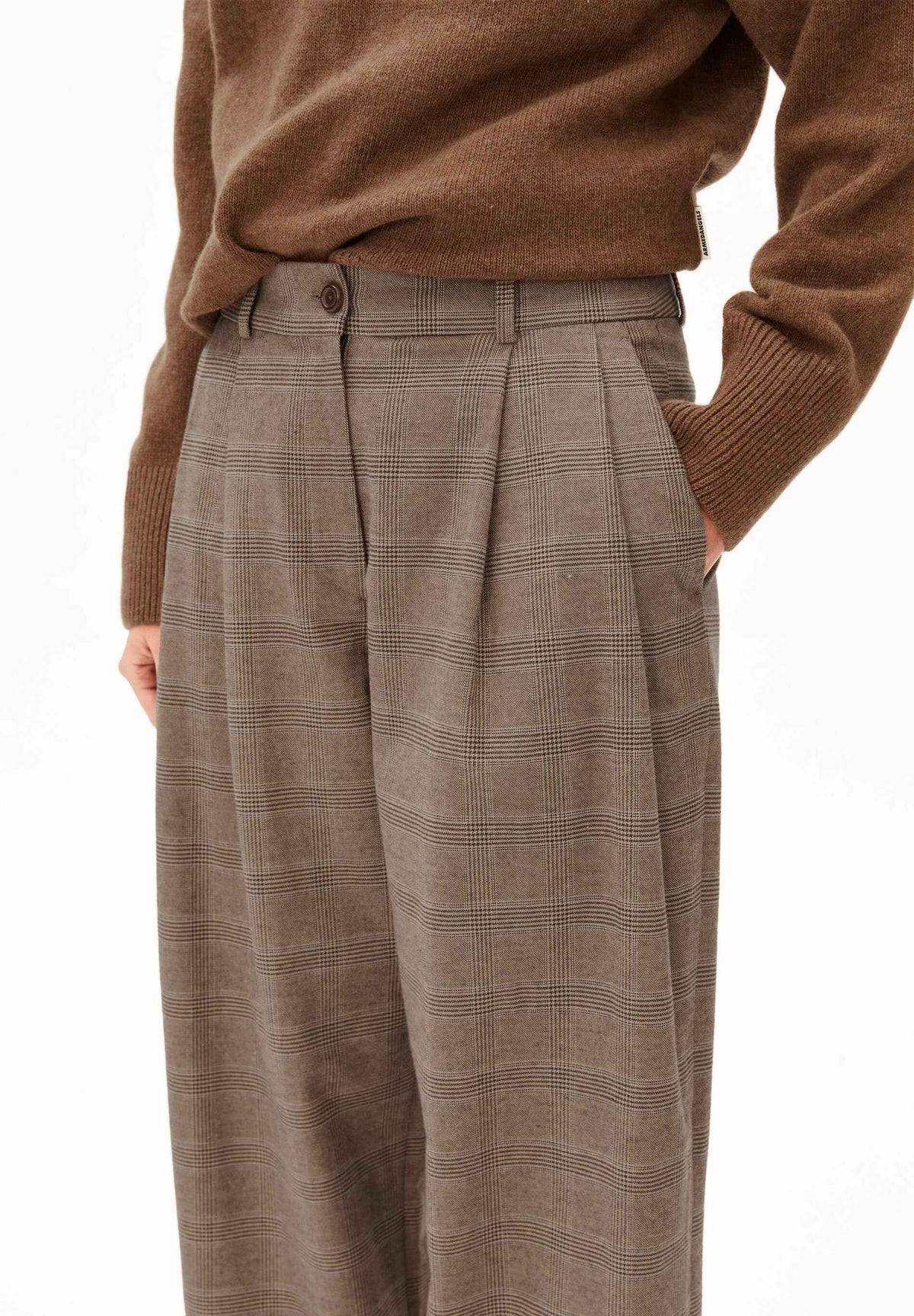 KARIERTE WIDE LEG BUNDFALTENHOSE