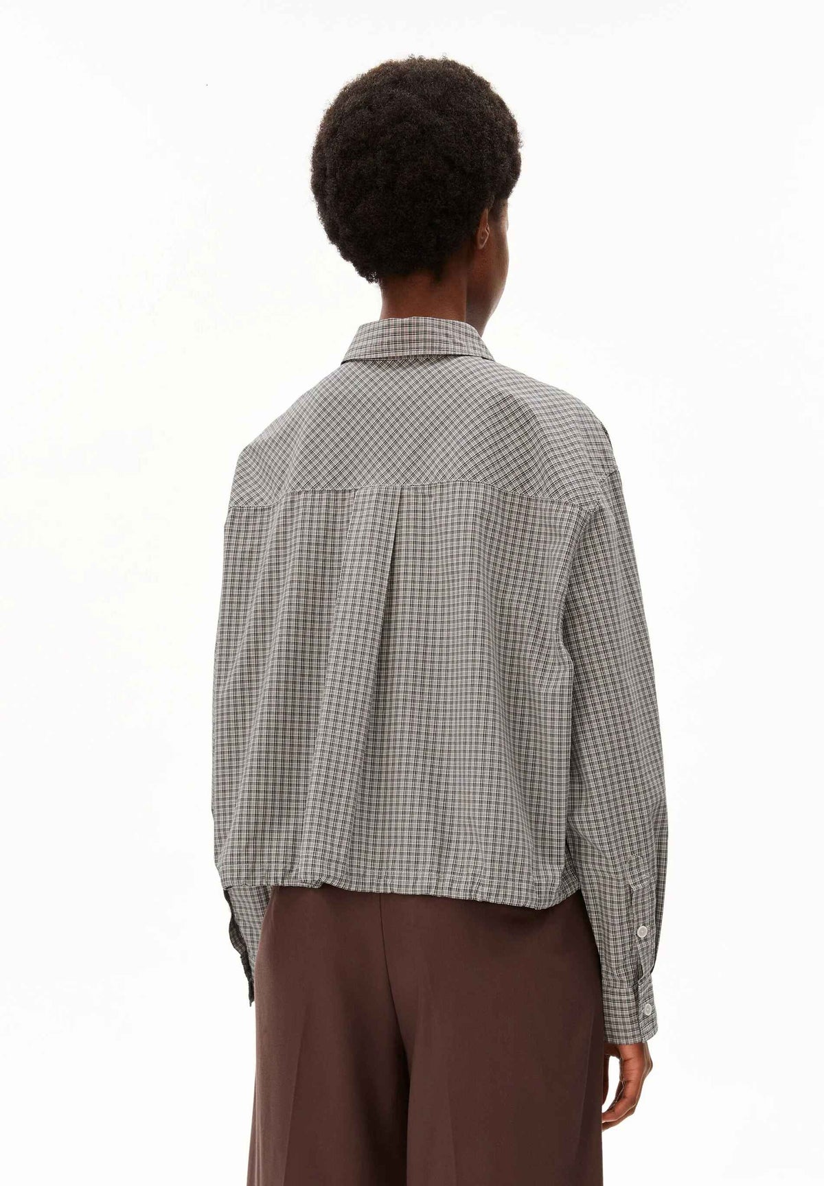 KARIERTE BLUSE MIT KORDELZUG
