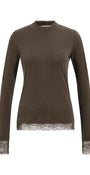 Langärmeliges Jersey-Oberteil mit Spitzendetails