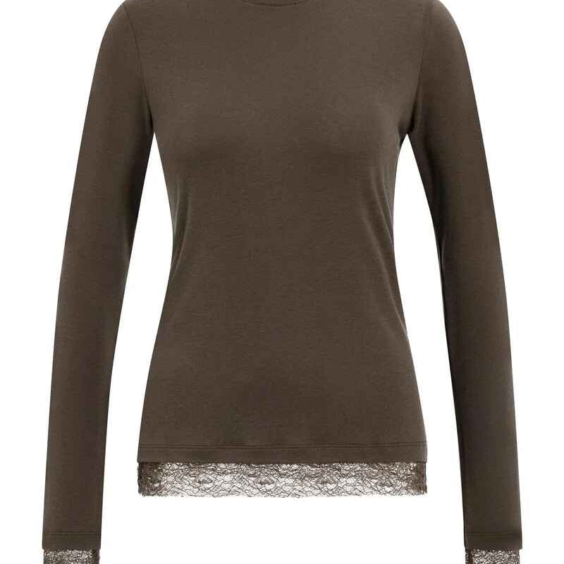 Langärmeliges Jersey-Oberteil mit Spitzendetails