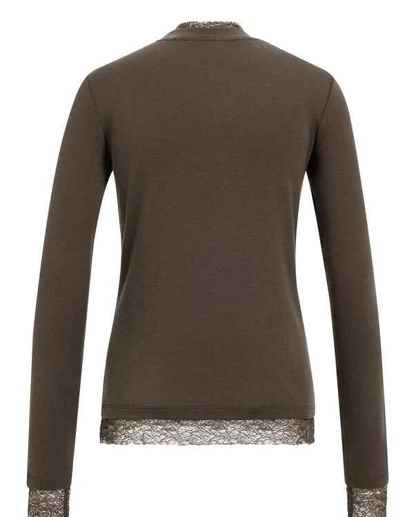 Langärmeliges Jersey-Oberteil mit Spitzendetails