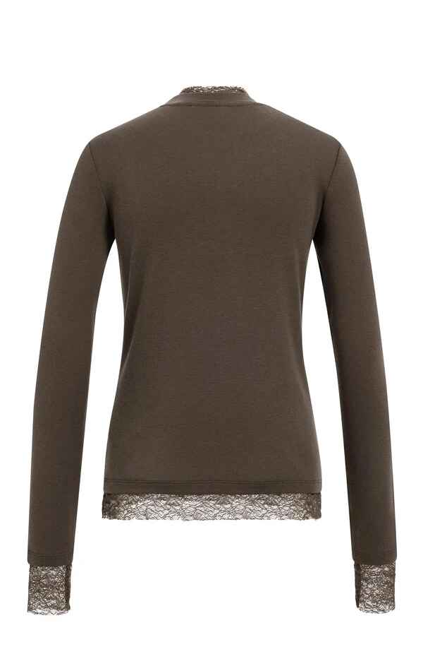 Langärmeliges Jersey-Oberteil mit Spitzendetails