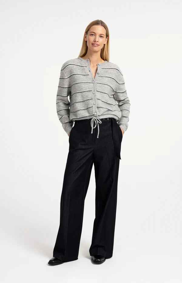 Strick-Cardigan mit Streifen und Kordelzug