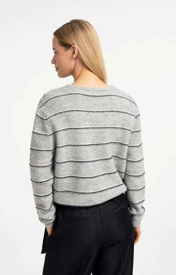 Strick-Cardigan mit Streifen und Kordelzug