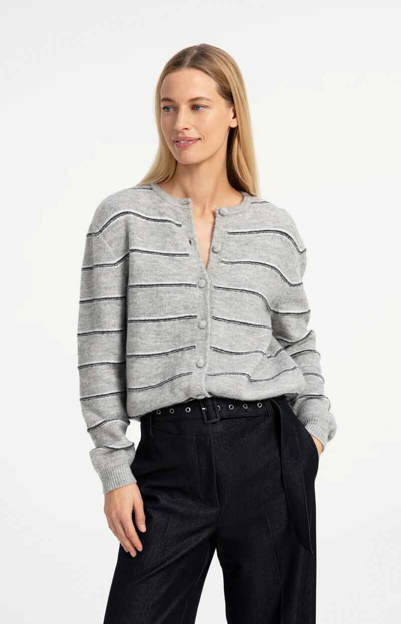 Strick-Cardigan mit Streifen und Kordelzug