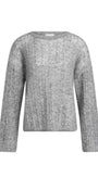 Oversize-Pullover mit Zopfmuster und U-Boot-Ausschnitt
