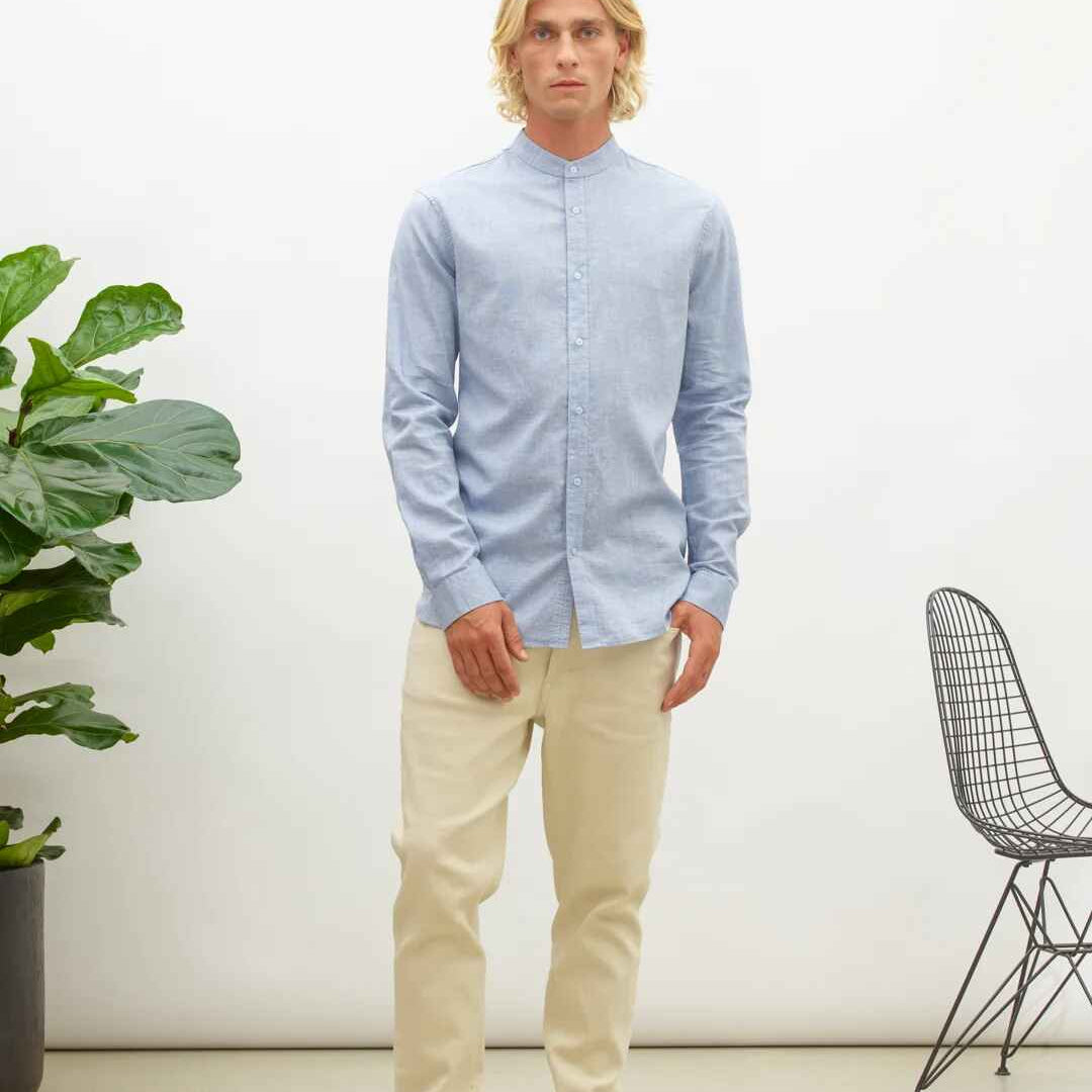 oxford melange shirt, zen blue S