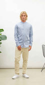 oxford melange shirt, zen blue S
