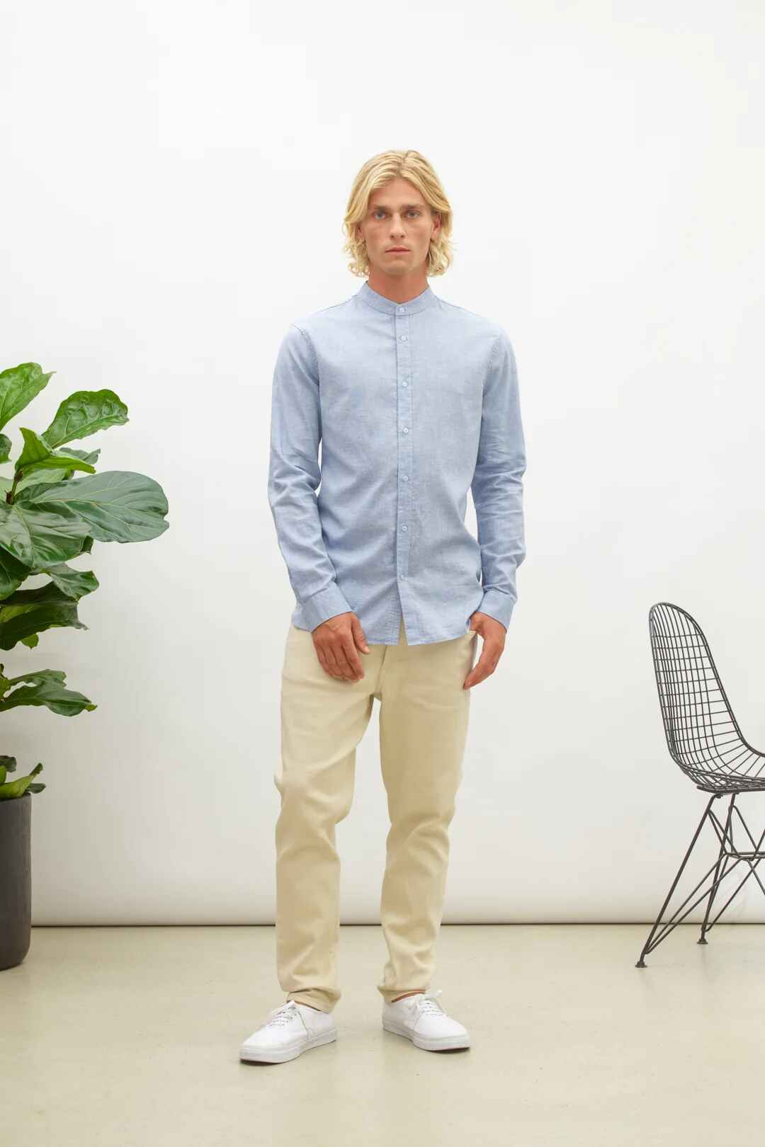 oxford melange shirt, zen blue S