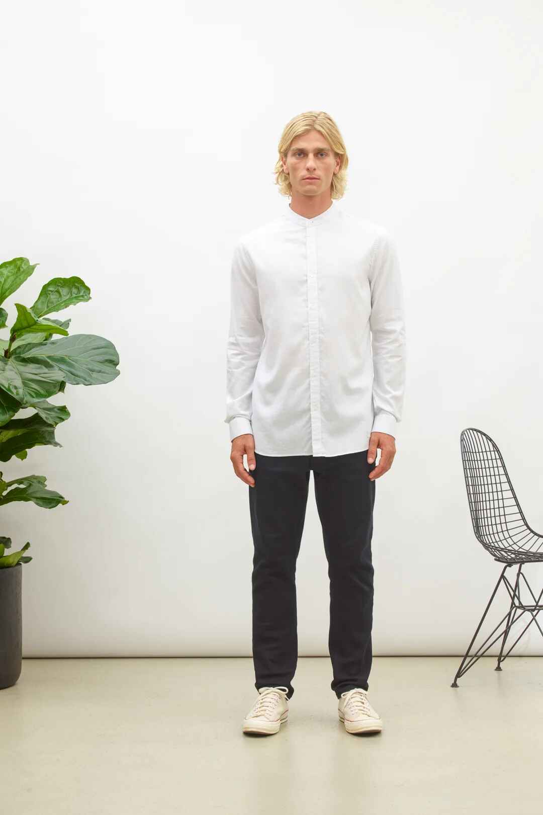 oxford melange shirt, bright white M