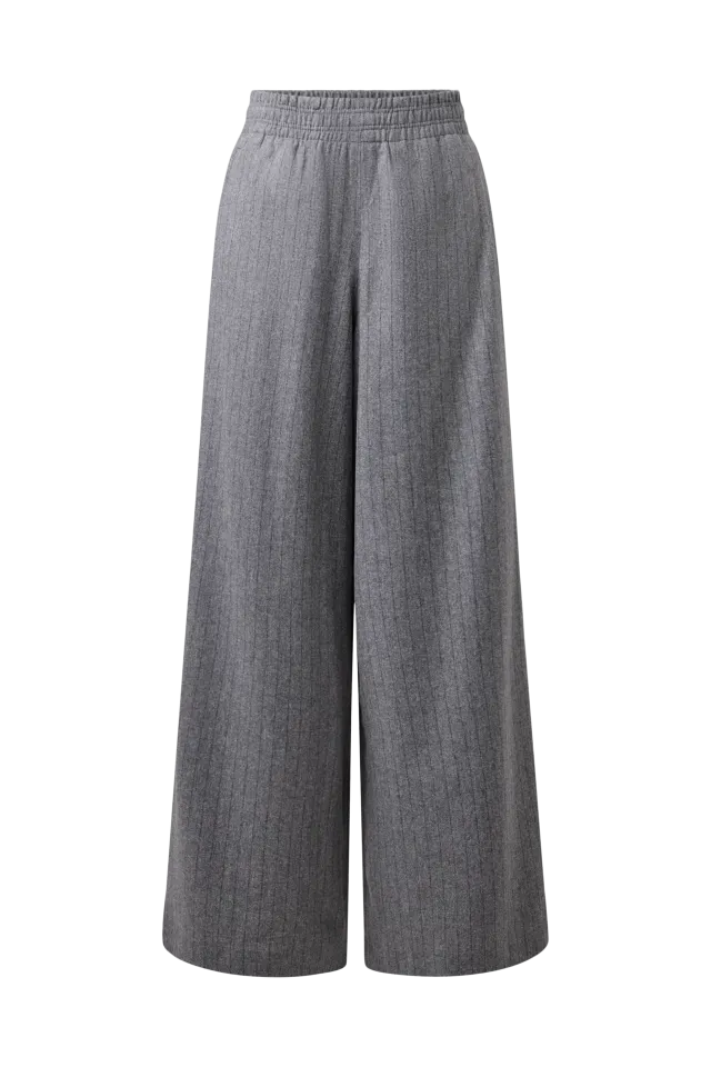 Pull-On Pants mit weitem Bein in Woll-Mix
