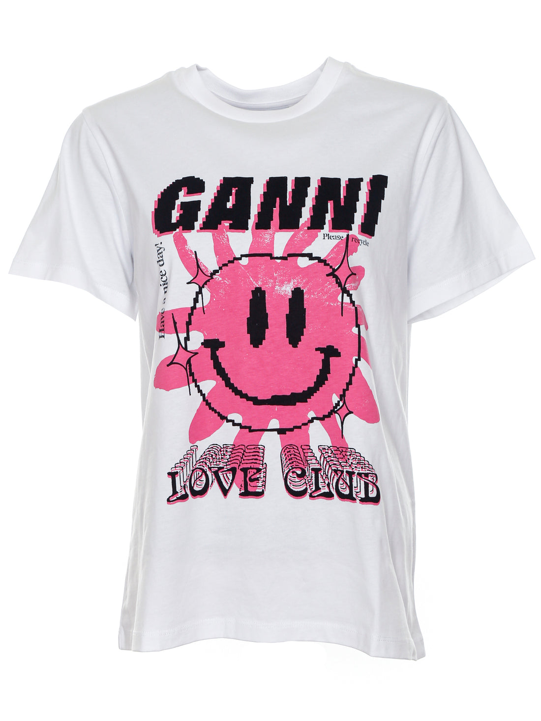 Ganni tシャツ　ラブクラブ　LOVECLUBプリント ホワイト GAI-W-BasicCottonJersey-